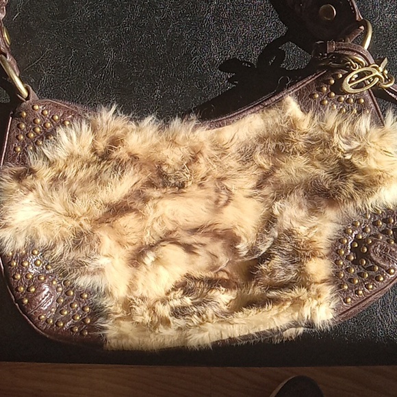 Vintage Bebe Spellout Y2K Rabbit Fur shoulder bag - Picture 5 of 10